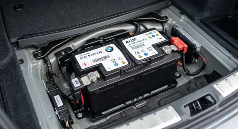 Batterie AGM BMW d'origine dans le coffre