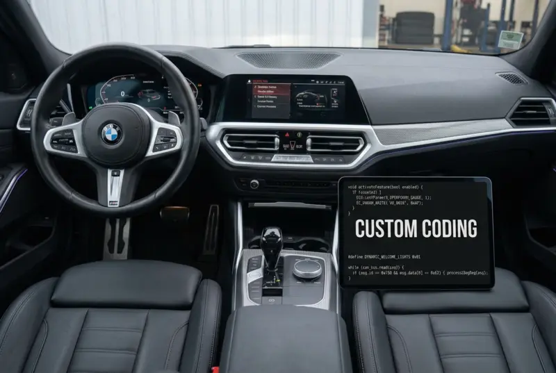 Intérieur BMW avec tablette de codage Custom Coding